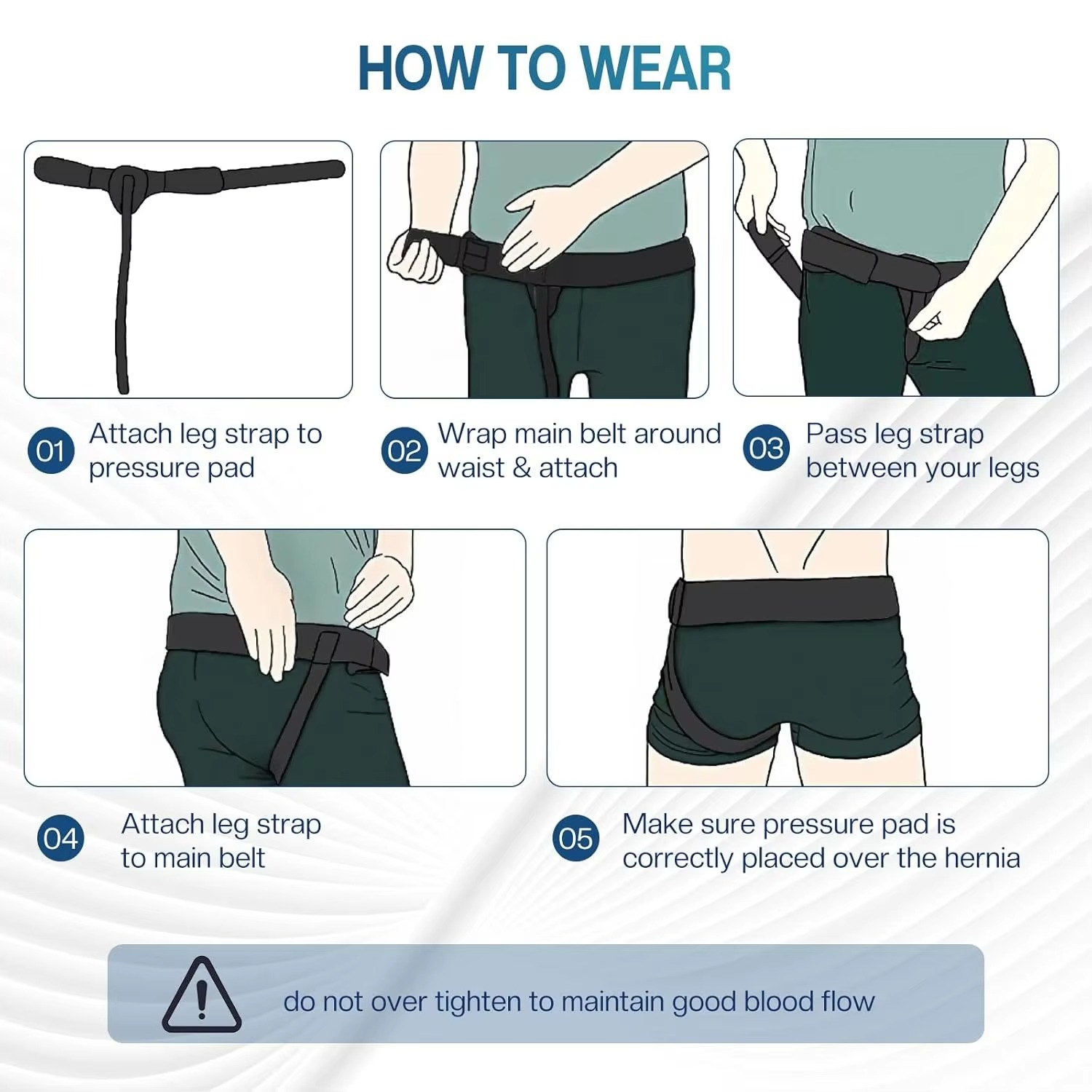 Hernia Support Belt for Men and Women - Removable Compression Pads, view 5