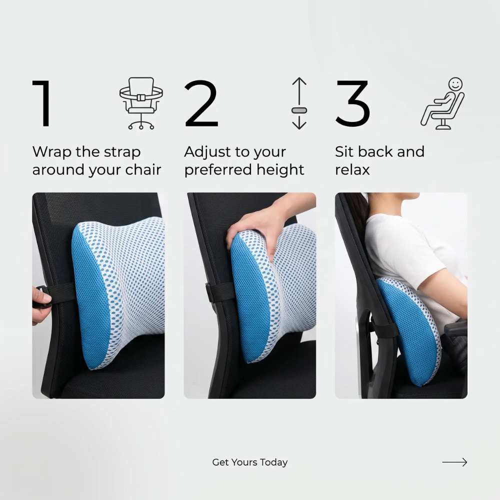 Orthopedic Memory Foam Lumbar Support Pillow - Removable Washable Cover, view 11
