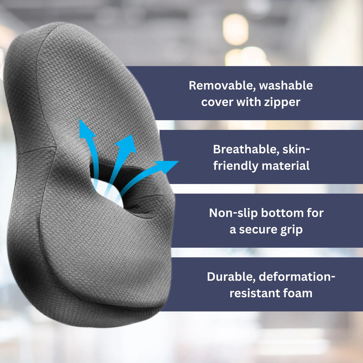 Orthopedic Seat Cushion for Home or Office - High-Density Memory Foam, view 3