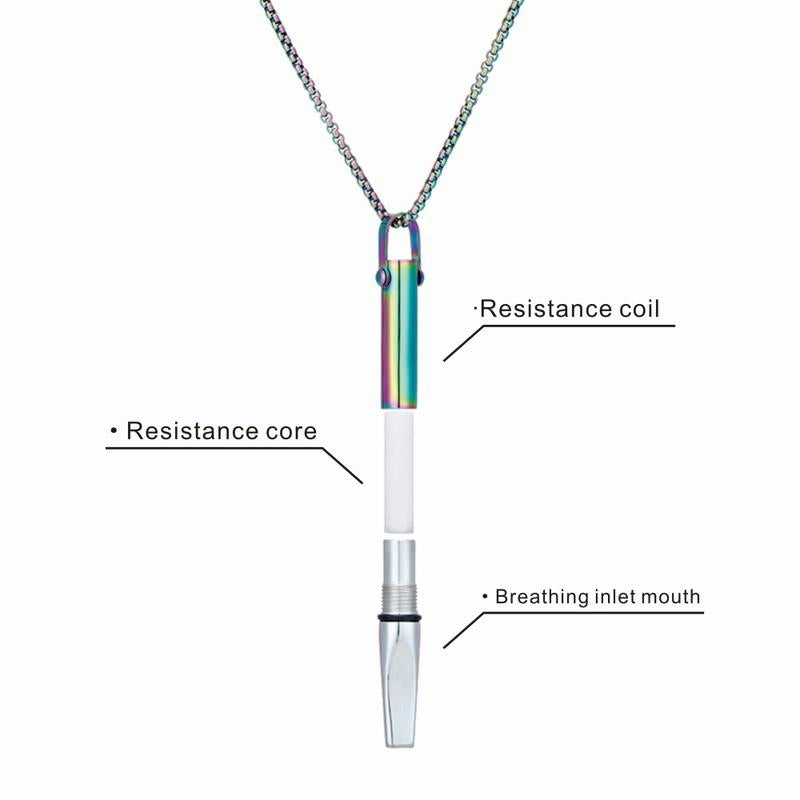 Stainless Steel Breathing Trainer Pendant - 304 Steel, Adjustable Chain, view 2