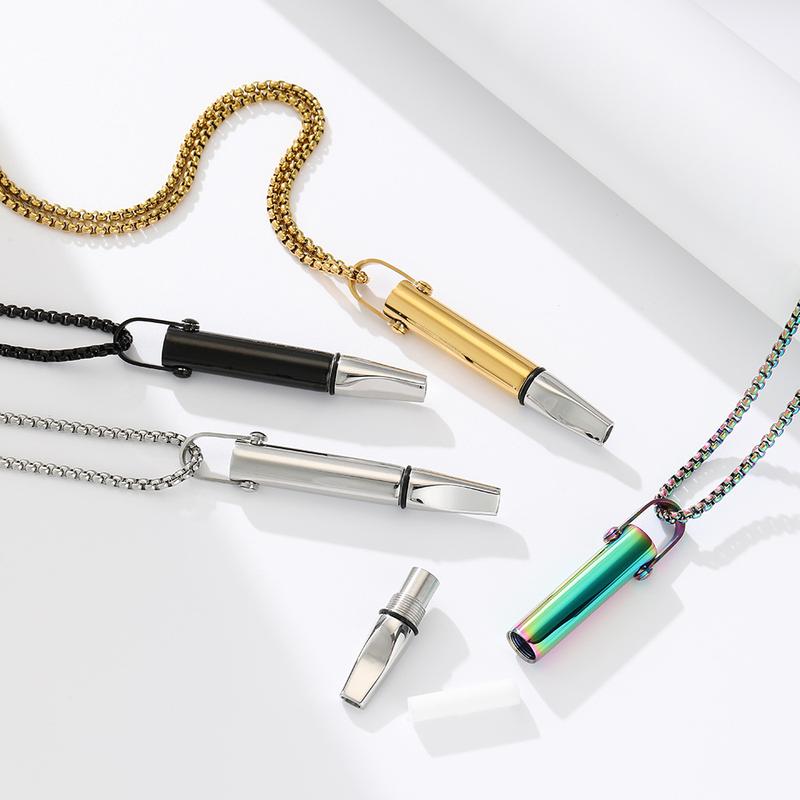 Stainless Steel Breathing Trainer Pendant - 304 Steel, Adjustable Chain, view 3