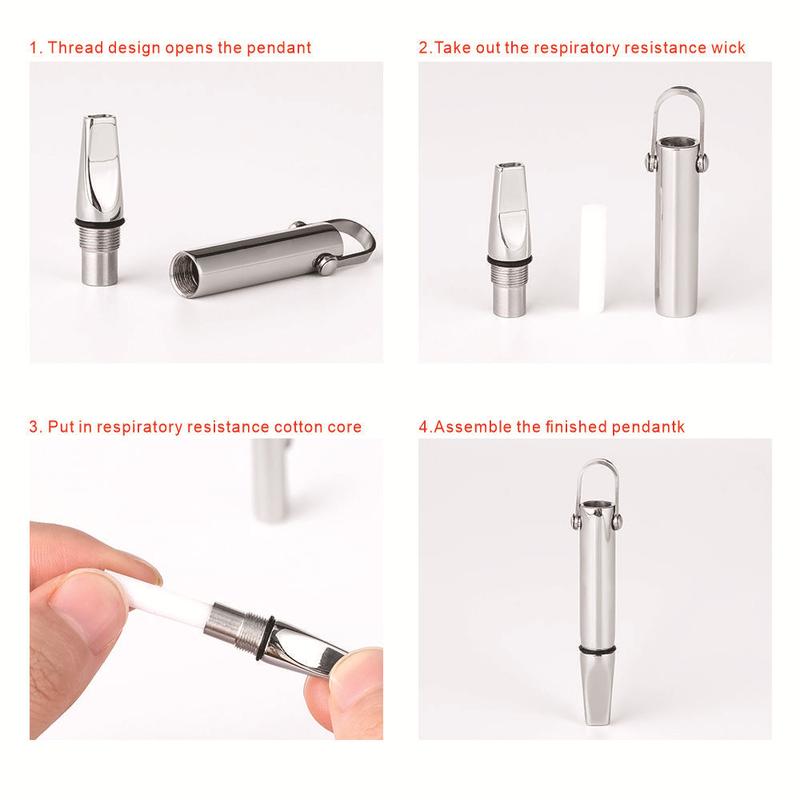 Stainless Steel Breathing Trainer Pendant - 304 Steel, Adjustable Chain, view 4