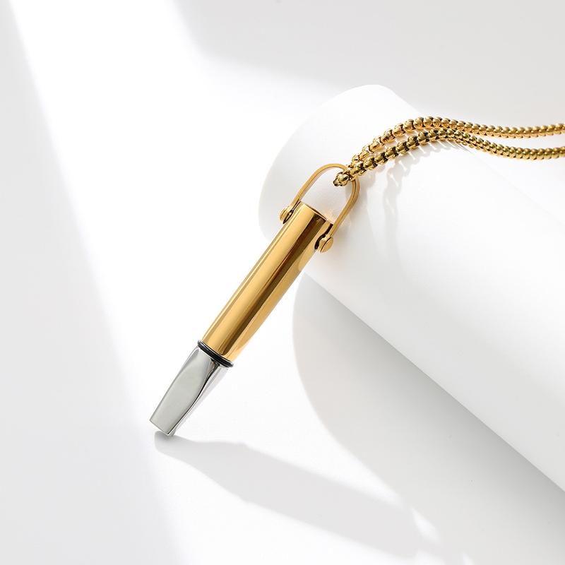 Stainless Steel Breathing Trainer Pendant - 304 Steel, Adjustable Chain