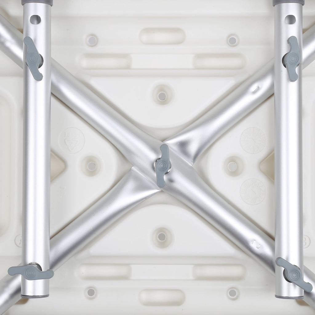 Height-Adjustable Shower Seat with Removable Arms and Backrest