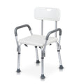 Height-Adjustable Shower Seat with Removable Arms and Backrest