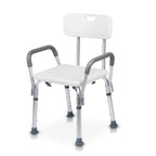 Height-Adjustable Shower Seat with Removable Arms and Backrest