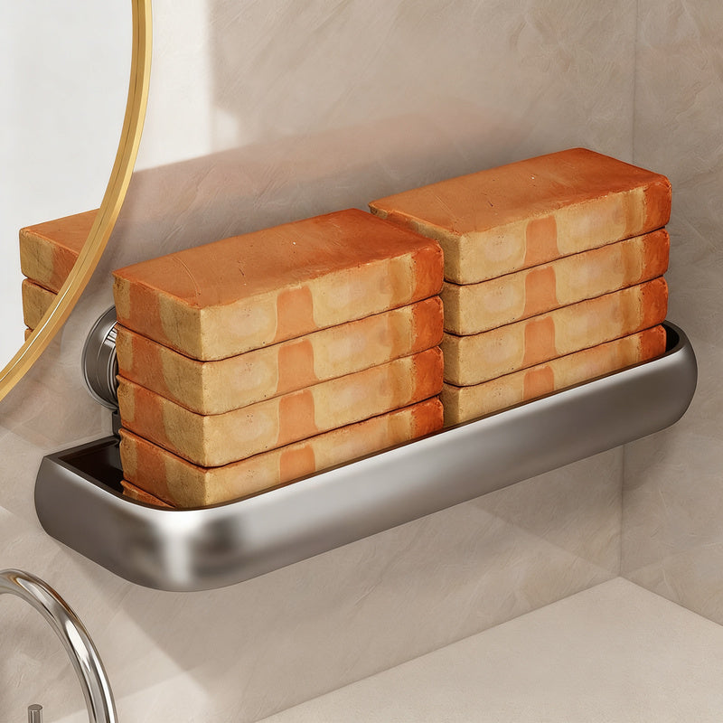 Height-Adjustable Suction Cup Bathroom Shelf in Aluminium
