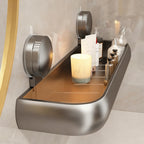 Height-Adjustable Suction Cup Bathroom Shelf in Aluminium
