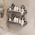 Height-Adjustable Suction Cup Bathroom Shelf in Aluminium
