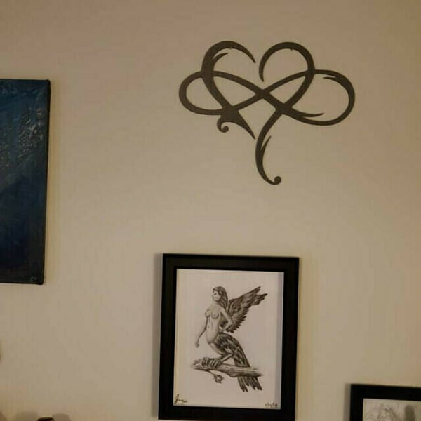Iron Infinity Heart Wall Decor - Symbol of Eternal Love, Hanging Brackets, view 4