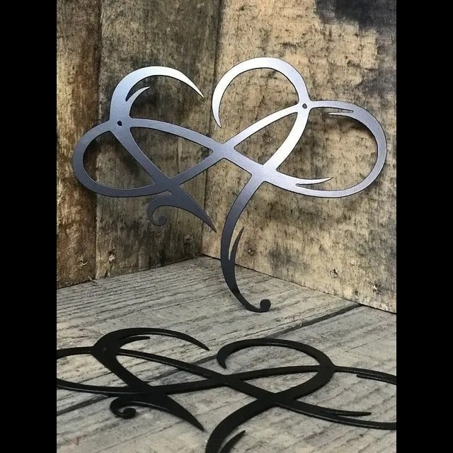 Iron Infinity Heart Wall Decor - Symbol of Eternal Love, Hanging Brackets