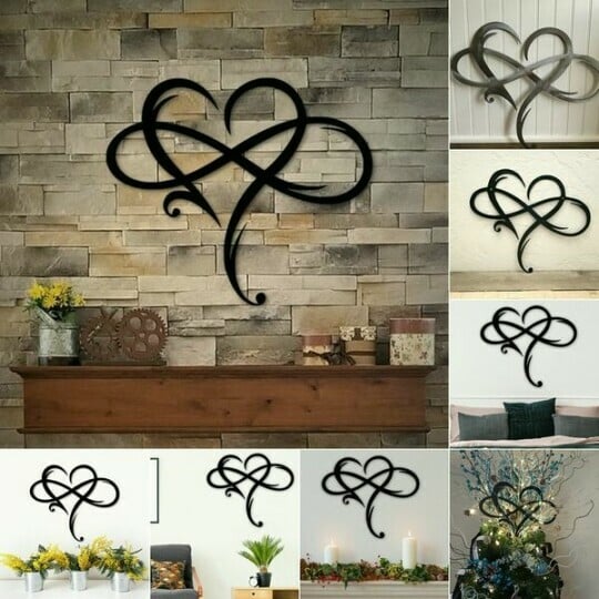 Iron Infinity Heart Wall Decor - Symbol of Eternal Love, Hanging Brackets, view 2
