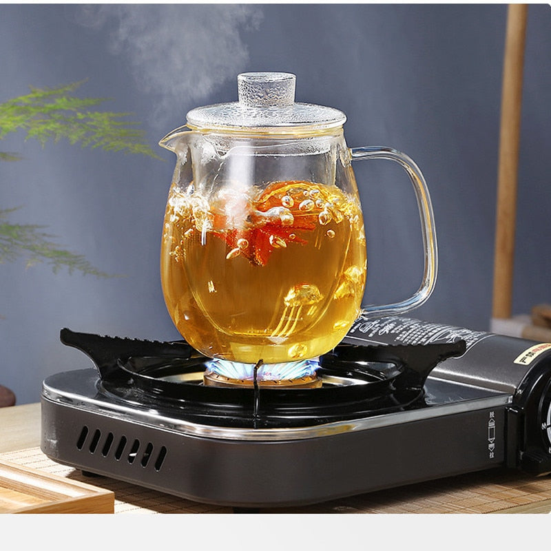 High Borosilicate Glass Teapot with Removable Infuser, Stove-Safe