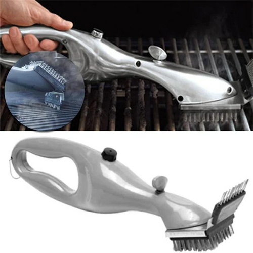 BBQ Steam Cleaning Brush - Ergonomic, Chemical-Free, Silver, 45.72cm, view 2