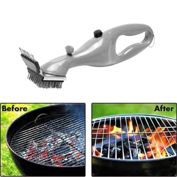 BBQ Steam Cleaning Brush - Ergonomic, Chemical-Free, Silver, 45.72cm, view 3