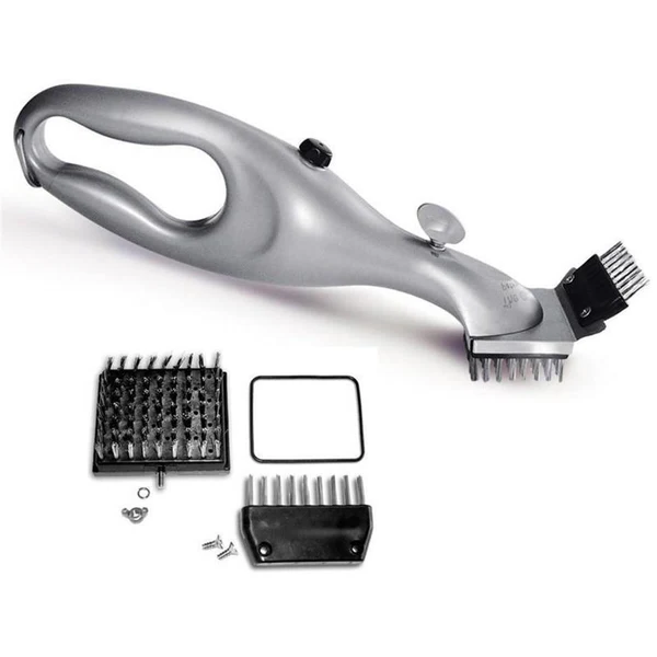 BBQ Steam Cleaning Brush - Ergonomic, Chemical-Free, Silver, 45.72cm, view 6