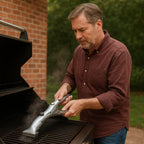 BBQ Steam Cleaning Brush - Ergonomic, Chemical-Free, Silver, 45.72cm