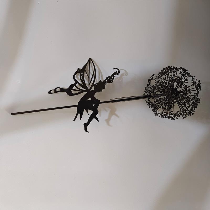 Fairies and Dandelions Outdoor Garden Sculpture - Metal, Angel Theme, view 4