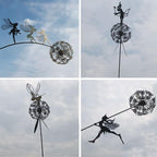 Fairies and Dandelions Outdoor Garden Sculpture - Metal, Angel Theme, view 7