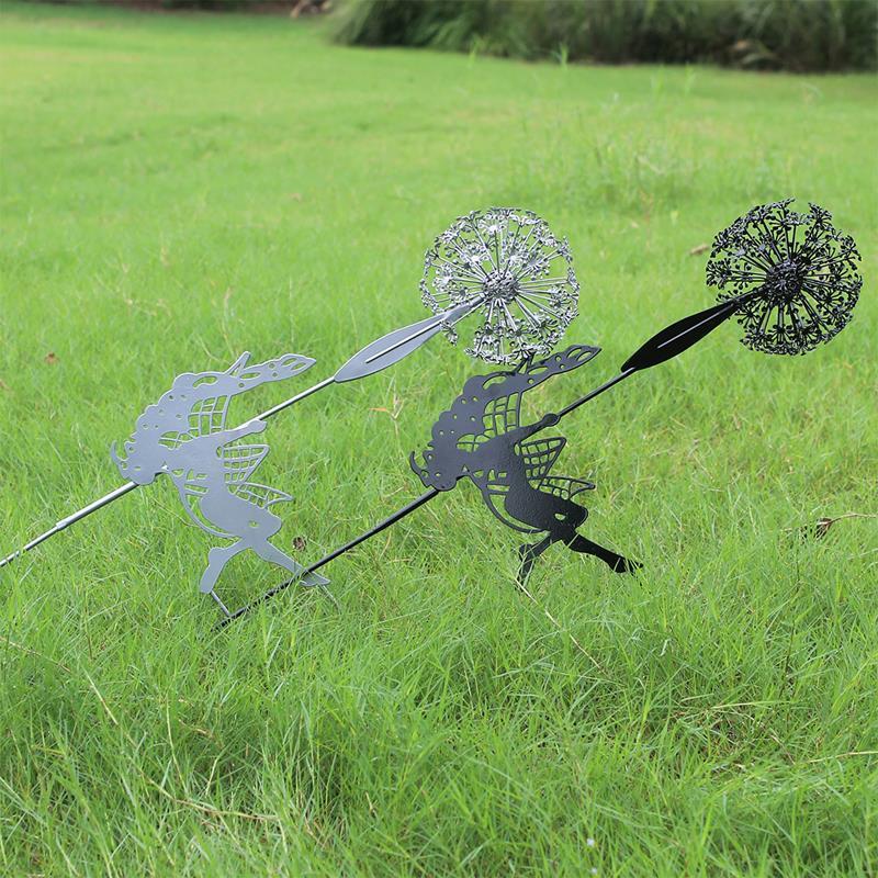 Fairies and Dandelions Outdoor Garden Sculpture - Metal, Angel Theme, view 8