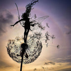 Fairies and Dandelions Outdoor Garden Sculpture - Metal, Angel Theme, view 9