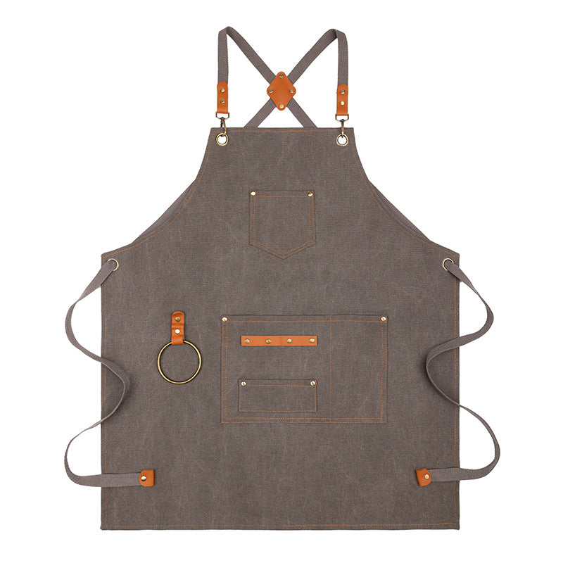 Canvas Sleeveless Apron Waterproof Oil-proof - Thick Cotton, Unisex Adjustable, view 5