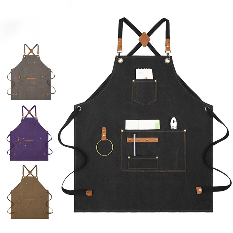 Canvas Sleeveless Apron Waterproof Oil-proof - Thick Cotton, Unisex Adjustable