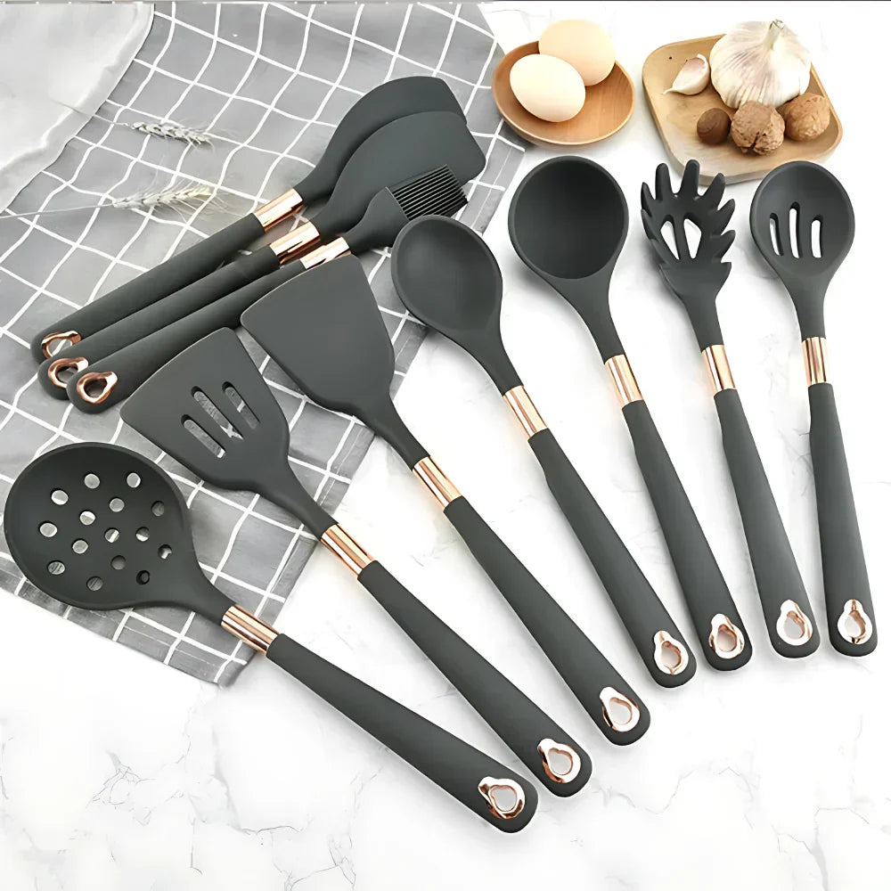 12-Piece Gold-Coated Kitchen Utensil Set - Durable, Luxury Finish, view 4