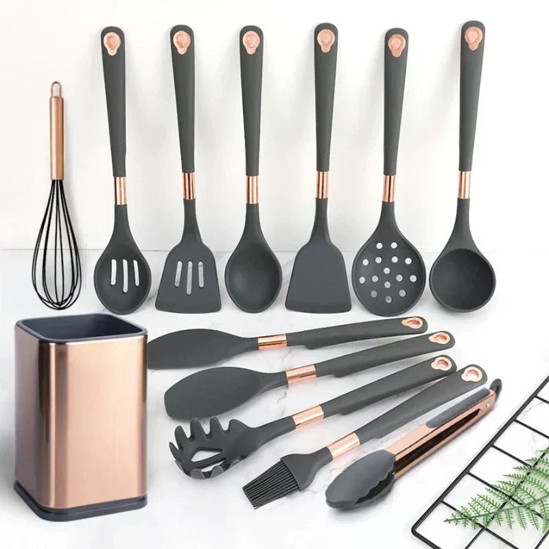 12-Piece Gold-Coated Kitchen Utensil Set - Durable, Luxury Finish