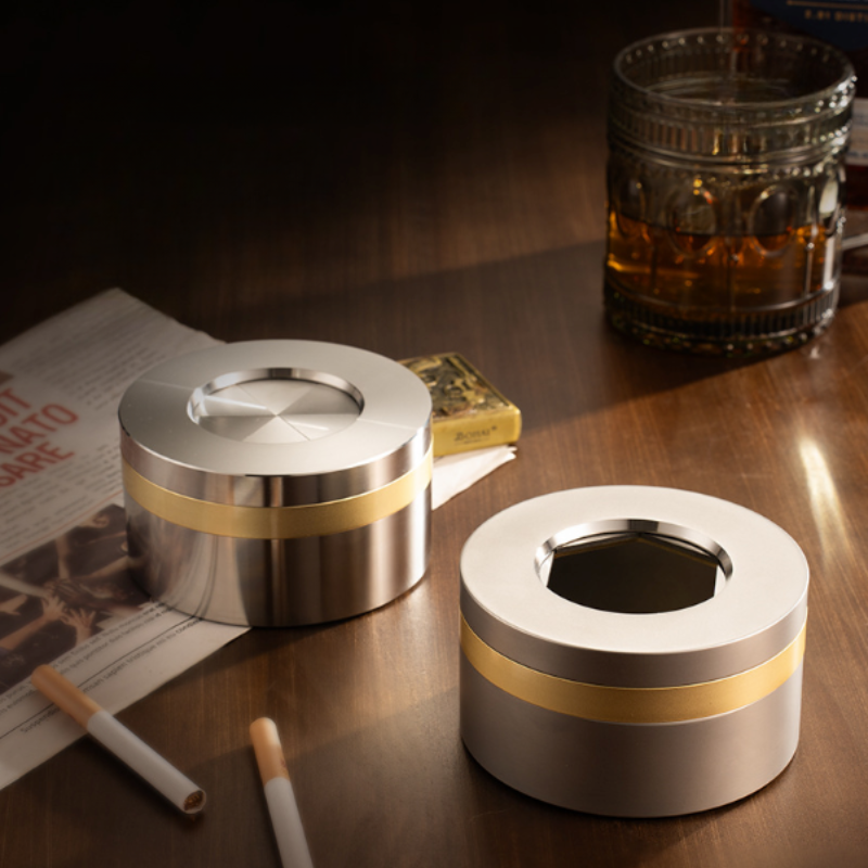 Stainless Steel Ashtray for Indoor and Outdoor Use - Wind Resistant