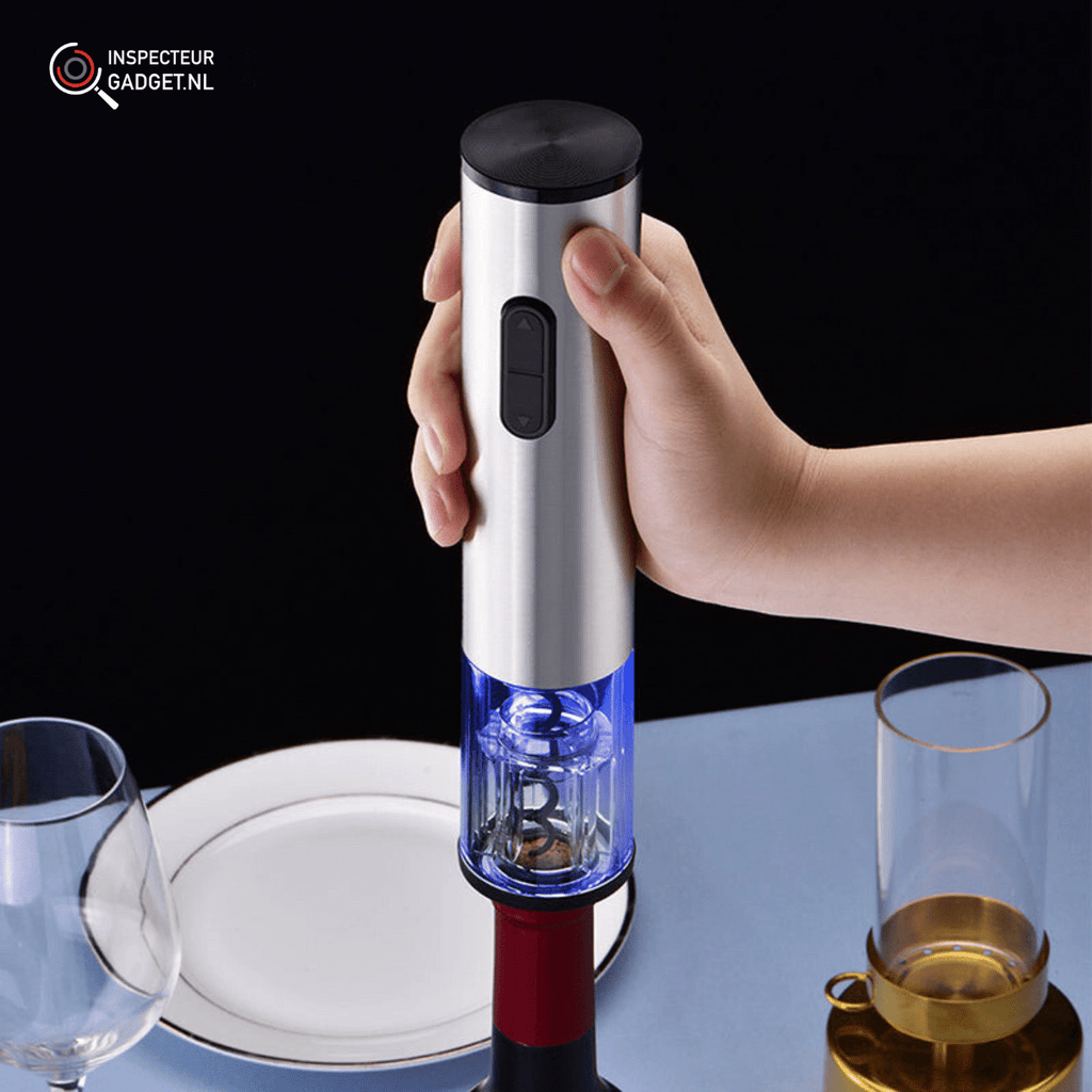 4-in-1 Electric Wine Opener Set - Stainless Steel, Rechargeable, Vacuum Stopper, view 3
