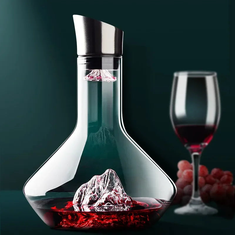 Wine Decanter Crystal Glass - 1500ml, Lead-Free, Modern Design, view 5