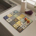 Kitchen Drain Pad Absorbent Drying Mat - Polyester, Floral Pattern, view 15