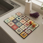 Kitchen Drain Pad Absorbent Drying Mat - Polyester, Floral Pattern, view 16