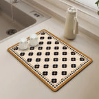 Kitchen Drain Pad Absorbent Drying Mat - Polyester, Floral Pattern, view 18
