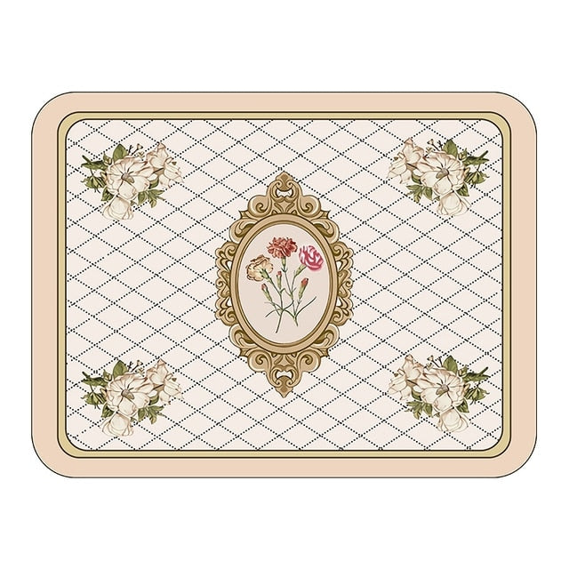 Kitchen Drain Pad Absorbent Drying Mat - Polyester, Floral Pattern, view 6