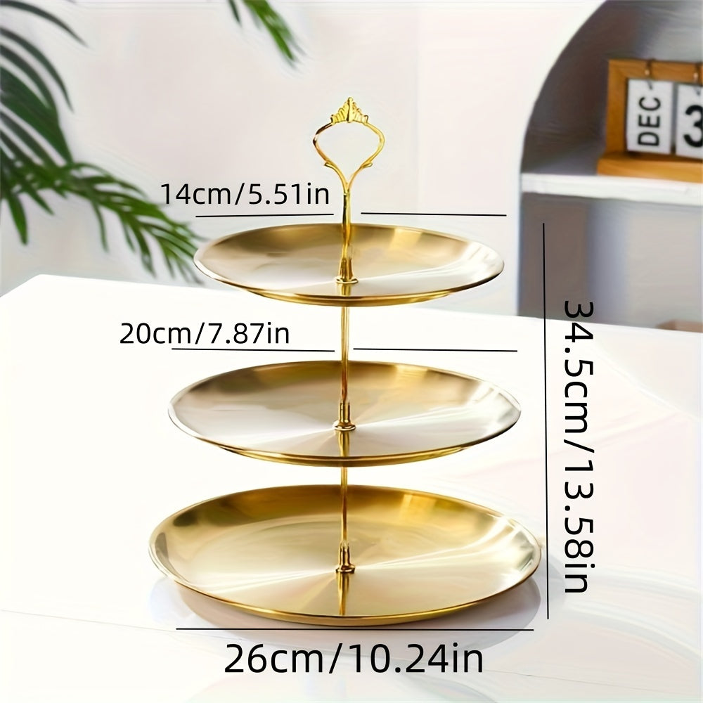 Stainless Steel Triple Serving Plate for Parties - Elegant Design, view 10