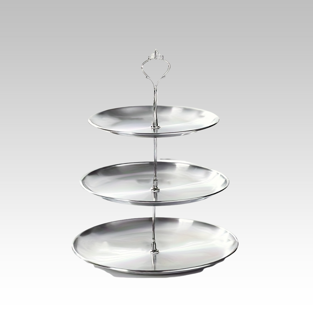 Stainless Steel Triple Serving Plate for Parties - Elegant Design, view 11