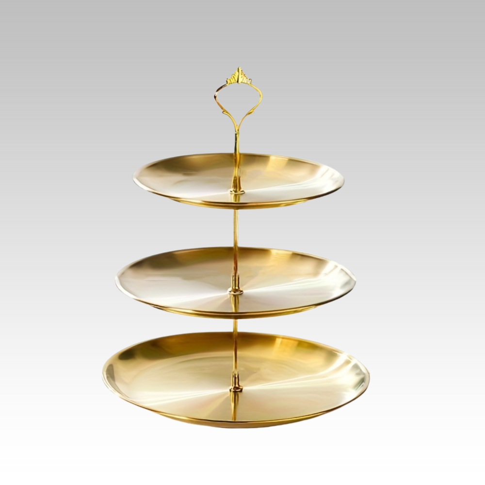 Stainless Steel Triple Serving Plate for Parties - Elegant Design, view 13