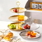 Stainless Steel Triple Serving Plate for Parties - Elegant Design, view 2