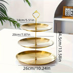 Stainless Steel Triple Serving Plate for Parties - Elegant Design, view 3