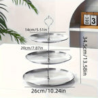 Stainless Steel Triple Serving Plate for Parties - Elegant Design, view 4