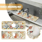 Floral Sink Faucet Absorbent Mat - Leather Surface, 38x13cm, view 11