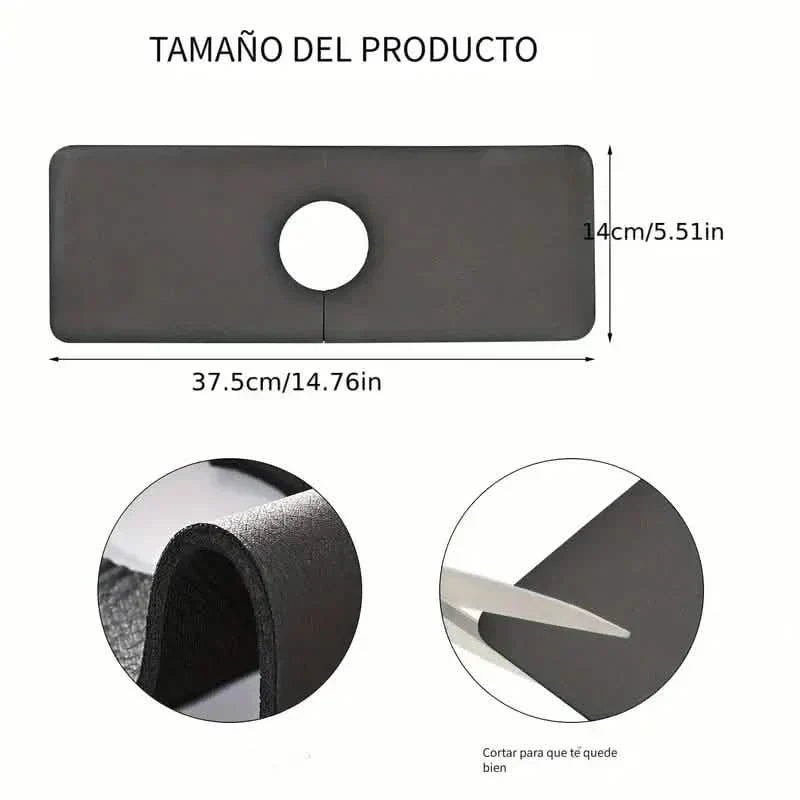Floral Sink Faucet Absorbent Mat - Leather Surface, 38x13cm, view 4