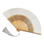 Bamboo Silk Hand Fan - 23 cm Folded, Elegant Design for Weddings, view 10