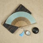 Bamboo Silk Hand Fan - 23 cm Folded, Elegant Design for Weddings, view 13