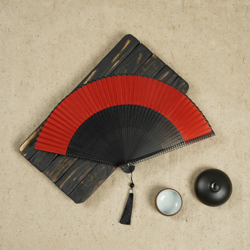 Bamboo Silk Hand Fan - 23 cm Folded, Elegant Design for Weddings, view 14