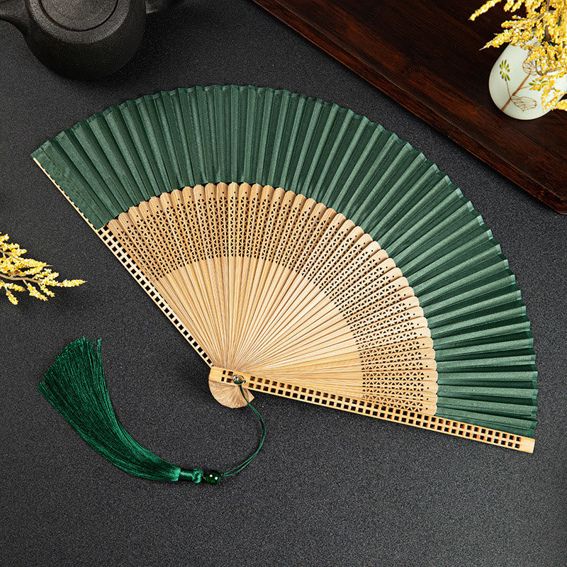 Bamboo Silk Hand Fan - 23 cm Folded, Elegant Design for Weddings, view 16
