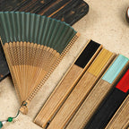 Bamboo Silk Hand Fan - 23 cm Folded, Elegant Design for Weddings, view 17