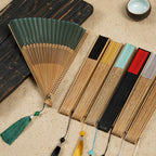 Bamboo Silk Hand Fan - 23 cm Folded, Elegant Design for Weddings, view 18